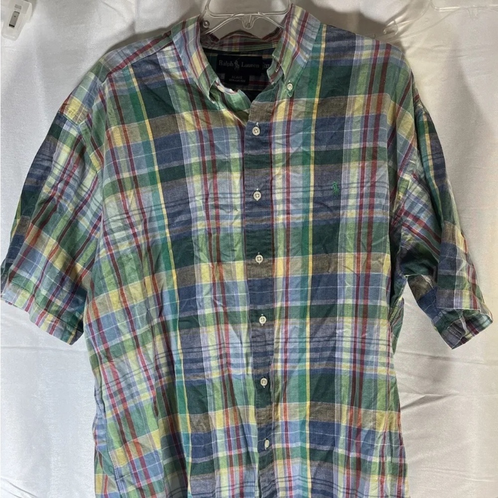 Vintage Polo Ralph Lauren Shirt Mens XL Button Up Madras Plaid Multicolor Blake